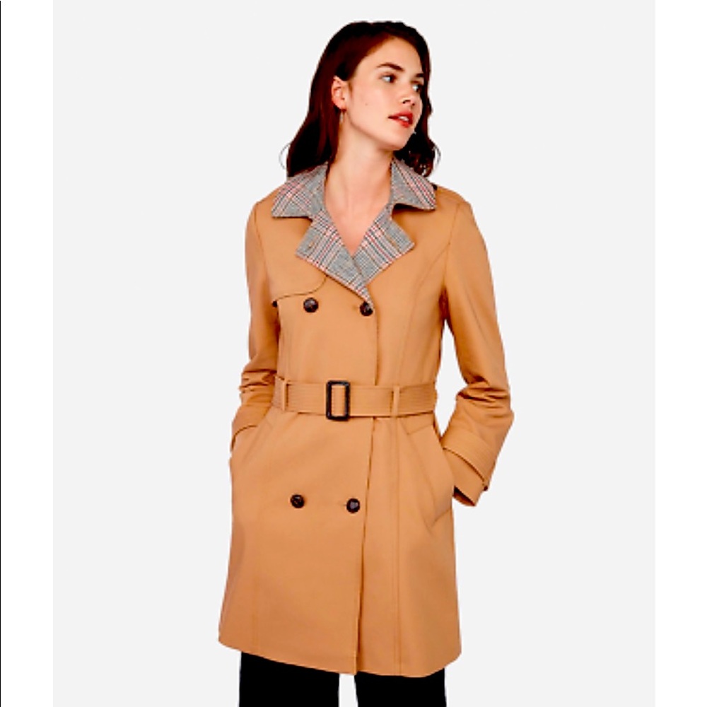 EXPRESS PLAID TRENCH COAT - worn once